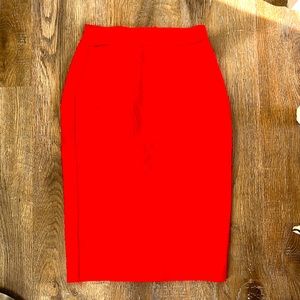 Fire engine red pencil skirt